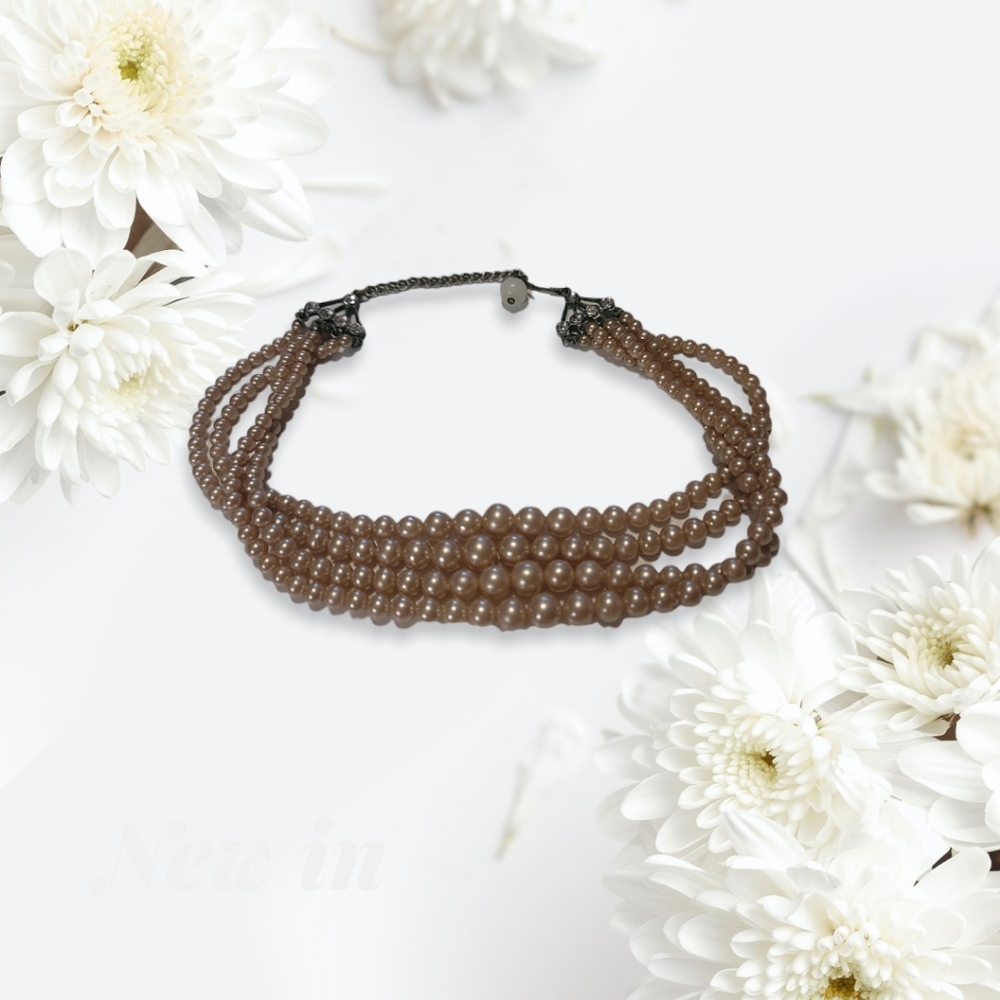Vintage gorgeous 4 strand faux smoky pearl necklace